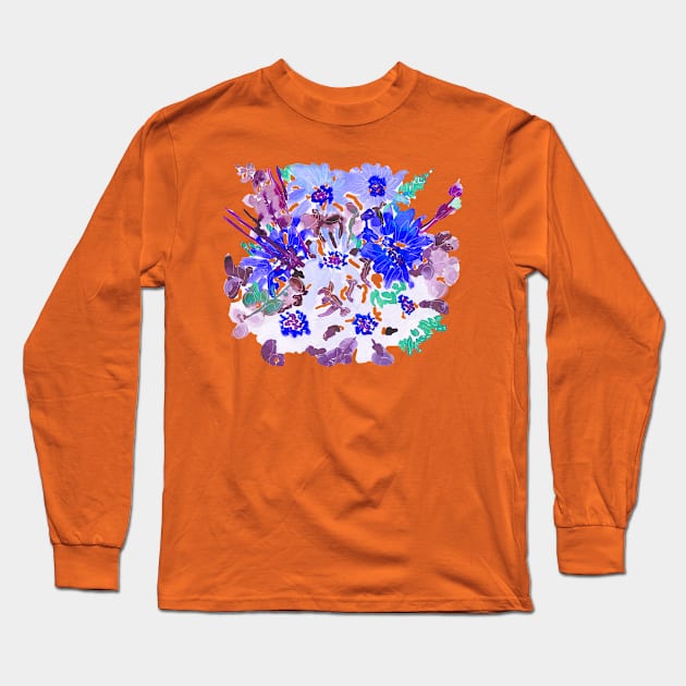 watercolor floral arrangement 2020 design in blue Long Sleeve T-Shirt by Earthy Planty